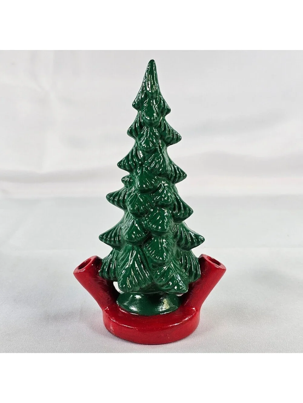Vintage Ceramic Christmas Trees Green Red Holiday Decor
